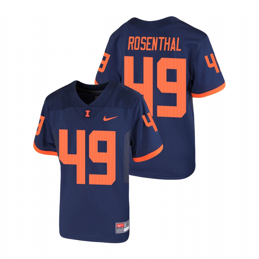 Navy Youth Illinois Fighting Illini Max Rosenthal Replica Football Jersey