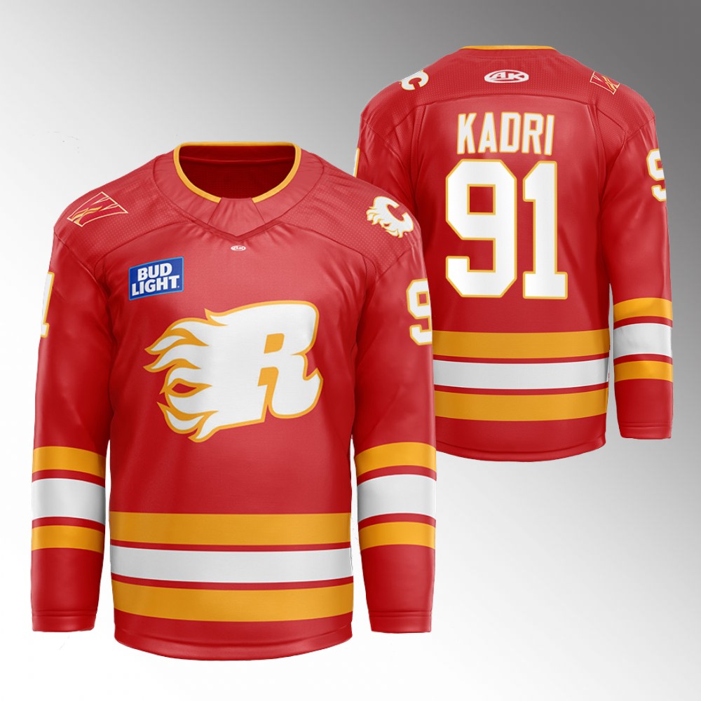Nazem Kadri Flames Flames X Rush X CGY Wranglers Jersey Red Warmup