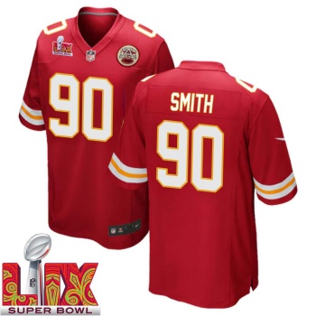 Neil Smith No 90 Men Super Bowl LIX Kansas City Chiefs Home Game 2025 Jersey- Replica