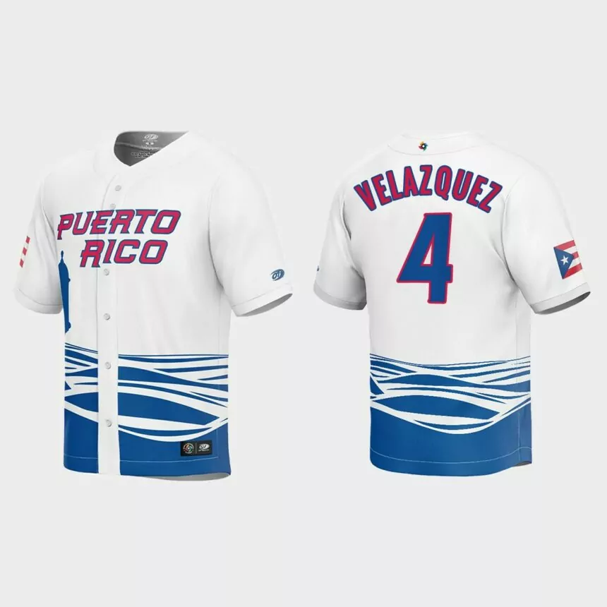 Nelson Velazquez Puerto Rico Baseball 2023 World Baseball Classic Jersey – White