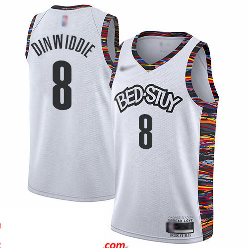 Nets #8 Spencer Dinwiddie White Basketball Swingman City Edition 2019 20 Jersey