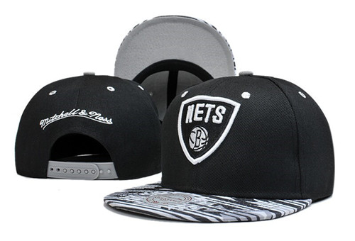 Nets Team Logo Black Mitchell & Ness Adjustable Hat LT