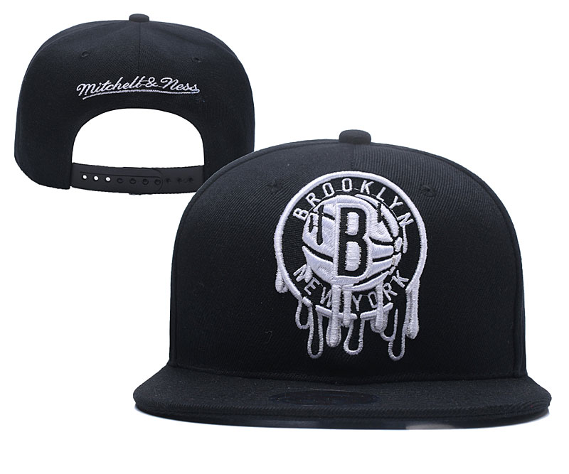 Nets Team Logo Black Mitchell & Ness Adjustable Hat YD