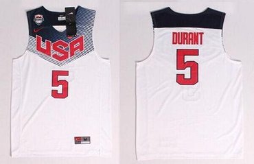 New 2014 Team USA #5 Kevin Durant Dark white Stitched NBA Jersey