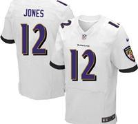 New Baltimore Ravens #12 Jacoby Jones White NFL Elite Jersey