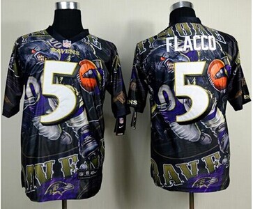 New Baltimore Ravens #5 Joe Flacco Team Color NFL Elite Fanatical Version Jersey