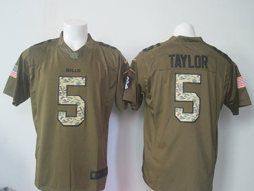 New Buffalo Bills #5 Tyrod Taylor Nike Green Salute To Service Limited Jersey