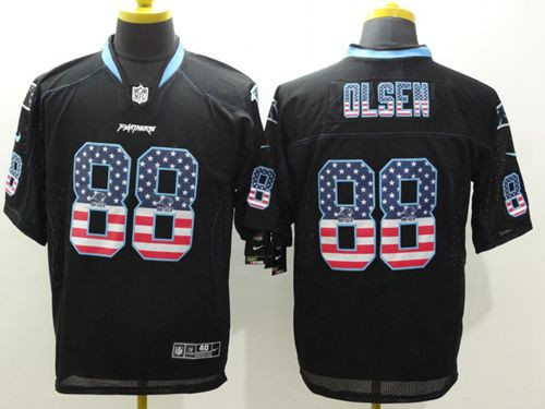 New Carolina Panthers #88 Greg Olsen Black Men's Stitched NFL Elite USA Flag Fashion Jersey