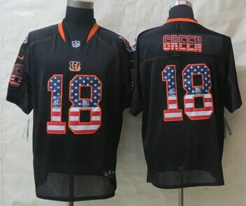 New Cincinnati Bengals #18 A.J. Green USA Flag Fashion Black Elite Jerseys