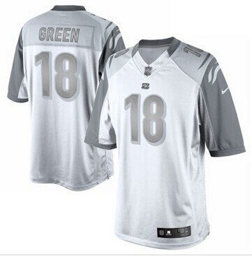 New Cincinnati Bengals #18 AJ Green White Platinum Jersey