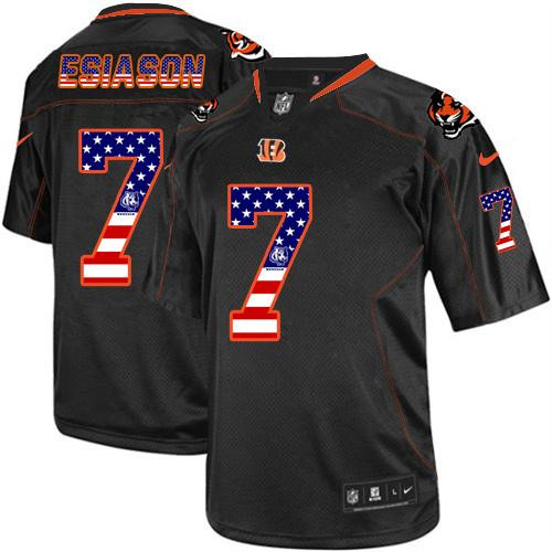 New Cincinnati Bengals #7 Boomer Esiason Black Men''s Stitched NFL Elite USA Flag Fashion Jersey