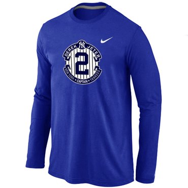 New Derek Jeter New York Yankees Official Final Season Commemorative Logo Long Sleeve T-Shirt Blue