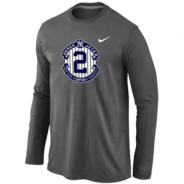 New Derek Jeter New York Yankees Official Final Season Commemorative Logo Long Sleeve T-Shirt Dark Grey