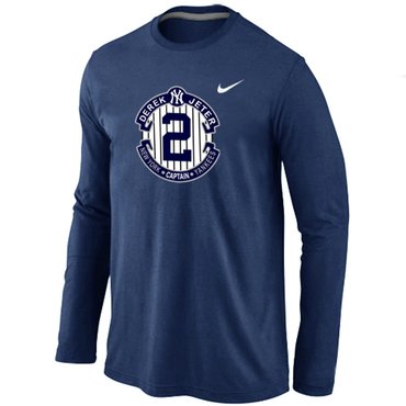 New Derek Jeter New York Yankees Official Final Season Commemorative Logo Long Sleeve T-Shirt Dark blue