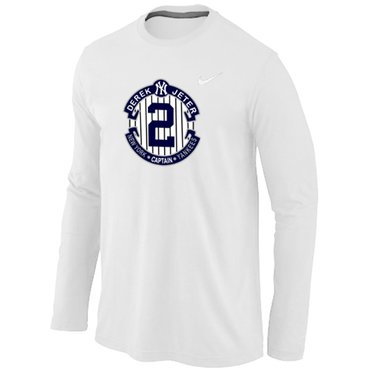 New Derek Jeter New York Yankees Official Final Season Commemorative Logo Long Sleeve T-Shirt White