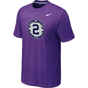 New Derek Jeter New York Yankees Official Final Season Commemorative Logo T-Shirt Purple