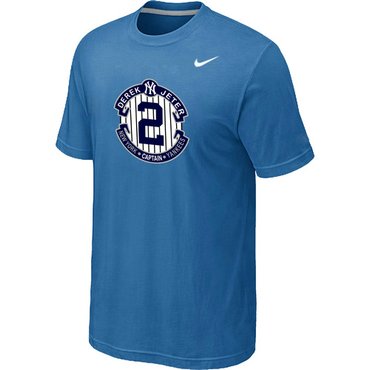New Derek Jeter New York Yankees Official Final Season Commemorative Logo T-Shirt light Blue