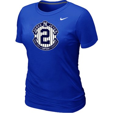 New Derek Jeter New York Yankees Official Final Season Commemorative Logo Women's Blended T-Shirt Blue