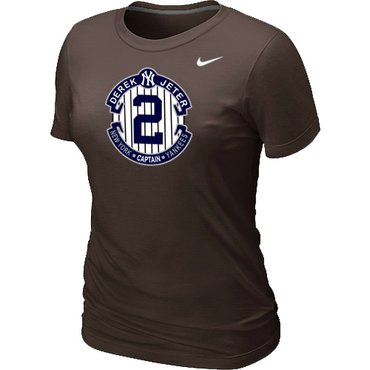 New Derek Jeter New York Yankees Official Final Season Commemorative Logo Women's Blended T-Shirt Brown