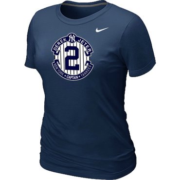 New Derek Jeter New York Yankees Official Final Season Commemorative Logo Women's Blended T-Shirt D.Blue