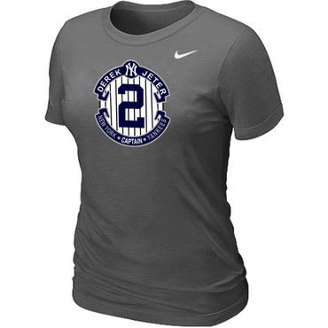 New Derek Jeter New York Yankees Official Final Season Commemorative Logo Women's Blended T-Shirt D.Grey