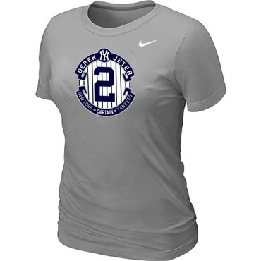 New Derek Jeter New York Yankees Official Final Season Commemorative Logo Women's Blended T-Shirt L.Grey