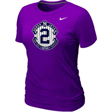 New Derek Jeter New York Yankees Official Final Season Commemorative Logo Women's Blended T-Shirt Purple