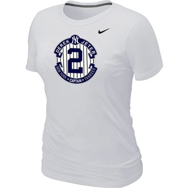 New Derek Jeter New York Yankees Official Final Season Commemorative Logo Women's Blended T-Shirt White