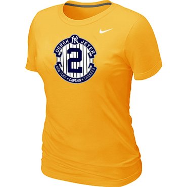 New Derek Jeter New York Yankees Official Final Season Commemorative Logo Women's Blended T-Shirt Yellow