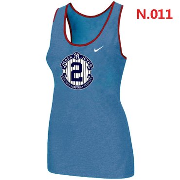 New Derek Jeter New York Yankees Official Final Season Commemorative Logo stretch Tank Top L.Blue
