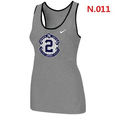 New Derek Jeter New York Yankees Official Final Season Commemorative Logo stretch Tank Top L.grey