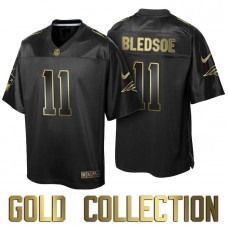 New England Patriots #11 Drew Bledsoe Super Bowl 50 Black Gold Collection Jersey