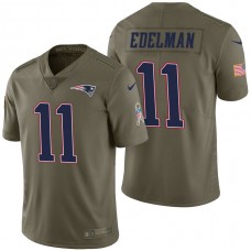New England Patriots #11 Julian Edelman Olive 2017 Salute to Service Limited Jersey