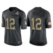New England Patriots #12 Tom Brady Anthracite Super Bowl LI Champions Salute to Service Limited Jersey