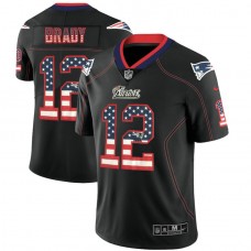 New England Patriots #12 Tom Brady Black 2018 USA Flag Fashion Color Rush Limited Jersey