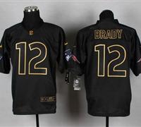 New England Patriots #12 Tom Brady Black Gold No. Fashion NFL Elite Jersey