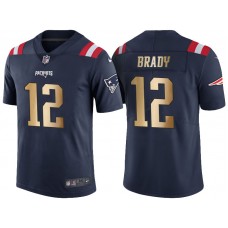 New England Patriots #12 Tom Brady Navy Gold Special Color Rush Jersey
