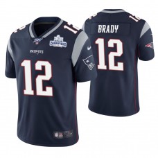 New England Patriots #12 Tom Brady Navy Super Bowl LIII Champions Patch Limited Jersey