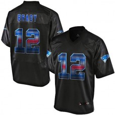 New England Patriots #12 Tom Brady Pro Line Black Strobe Jersey