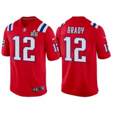 New England Patriots #12 Tom Brady Red Super Bowl LII Bound Game Jersey