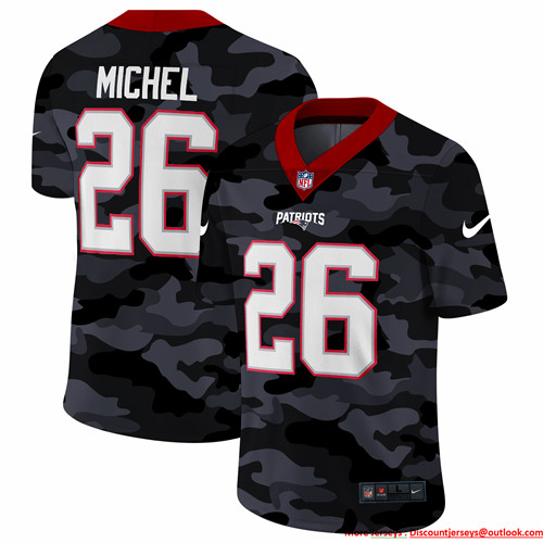 New England Patriots #26 Sony Michel Men's Nike 2020 Black CAMO Vapor Untouchable Limited Stitched NFL Jersey