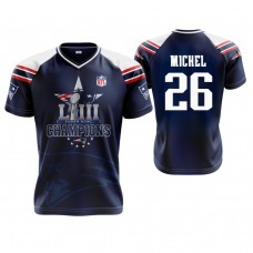 New England Patriots #26 Sony Michel Navy Super Bowl LIII Champions Commemorative Jersey