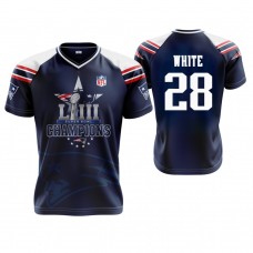New England Patriots #28 James White Navy Super Bowl LIII Champions Commemorative Jersey