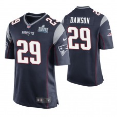 New England Patriots #29 Duke Dawson Navy Super Bowl LIII Game Jersey