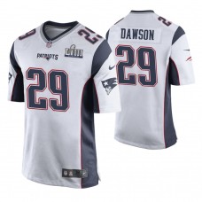 New England Patriots #29 Duke Dawson White Super Bowl LIII Game Jersey