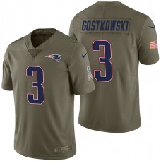 New England Patriots #3 Stephen Gostkowski Olive 2017 Salute to Service Limited Jersey