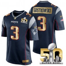 New England Patriots #3 Stephen Gostkowski White Super Bowl 50 Limited Jersey (Pre-Order)
