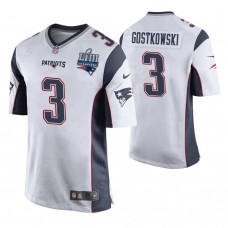 New England Patriots #3 Stephen Gostkowski White Super Bowl LIII Champions Jersey