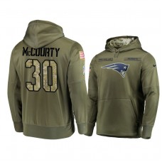 New England Patriots #30 Jason McCourty Olive Pullover Hoodie 2018 Salute To Service