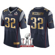 New England Patriots #32 Devin McCourty Navy Super Bowl LI Champions Gold Elite Jersey